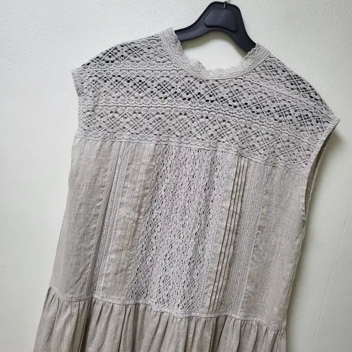 [BUNJANG] Linen Lace Long Dress (One Size) / 여성 레이스 린넨 롱 원피스 프리