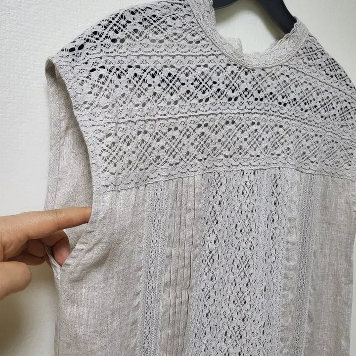 [BUNJANG] Linen Lace Long Dress (One Size) / 여성 레이스 린넨 롱 원피스 프리