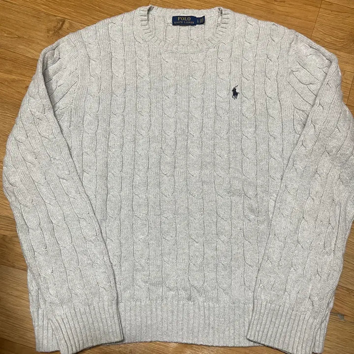 [BUNJANG] Polo Ralph Lauren New Cable Knit Sweater Light Grey L / 폴로 신형 꽈배기니트 라이트그레이 105사이즈 (L사이즈)