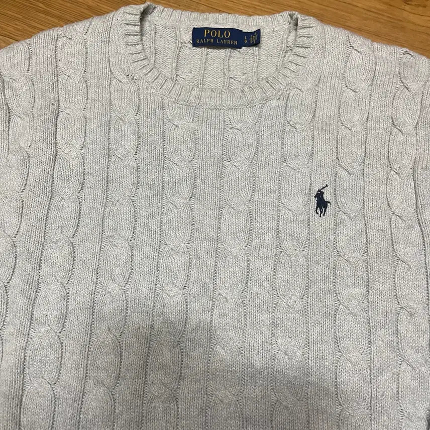 [BUNJANG] Polo Ralph Lauren New Cable Knit Sweater Light Grey L / 폴로 신형 꽈배기니트 라이트그레이 105사이즈 (L사이즈)