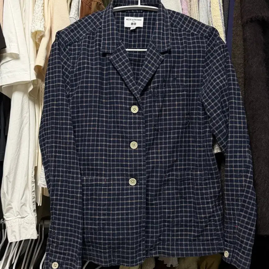 [BUNJANG] Uniqlo INES DE LA FRESSANGE Collaboration Checkered Jacket M / 유니클로 INES DE LA FRESSANGE 콜라보 체크 자켓 M