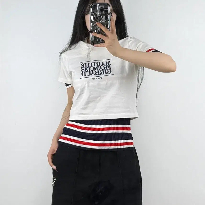 [BUNJANG] Marithe Francois Girbaud Classic Logo Cropped Short Sleeve T-Shirt / 마리떼 프랑소와 저버 클래식 로고 크롭 반팔티셔츠 E54
