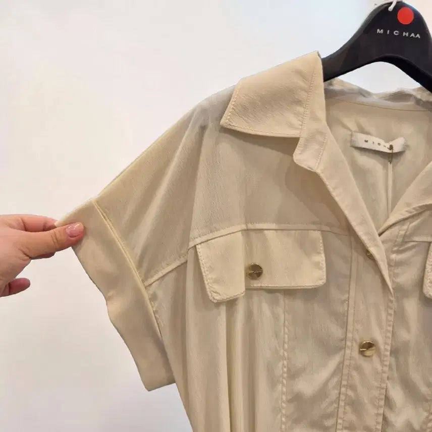 [BUNJANG] MICHAA Beige Short-Sleeve Long Shirt Dress / 미샤 베이지 셔츠형 반팔 롱 원피스