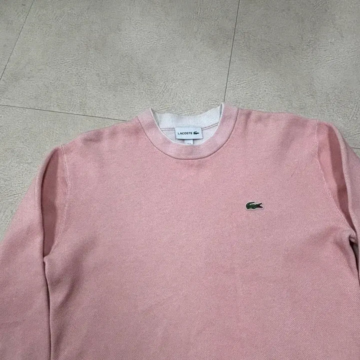[BUNJANG] Lacoste Pink Knit Sweatshirt / 라코스테 핑크 니트 맨투맨