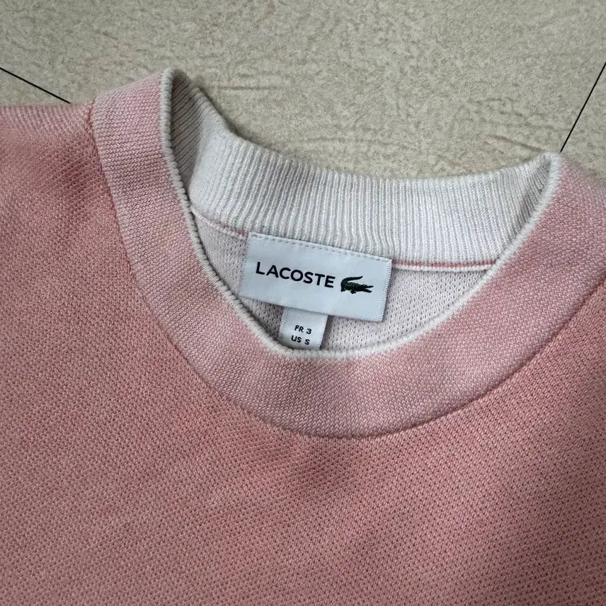 [BUNJANG] Lacoste Pink Knit Sweatshirt / 라코스테 핑크 니트 맨투맨