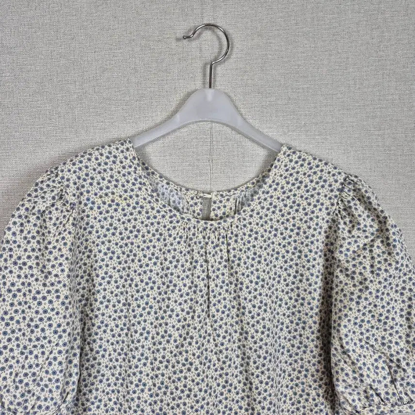 [BUNJANG] Blue Floral Puff Sleeve Dress / 