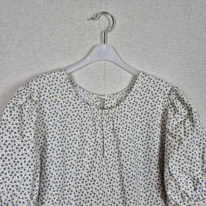 [BUNJANG] Blue Floral Puff Sleeve Dress / 