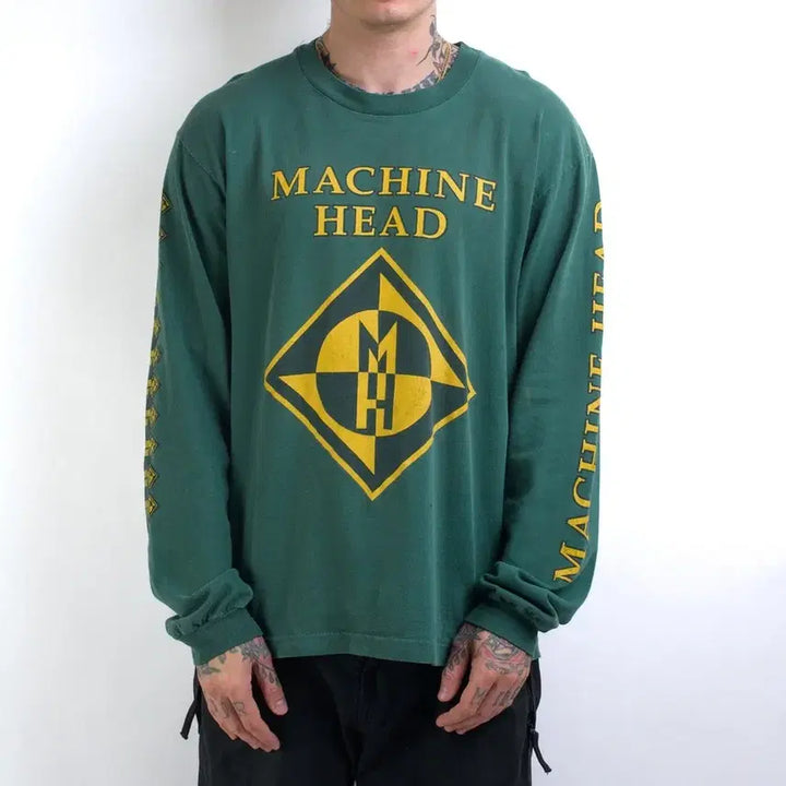 [BUNJANG] 90s Machine Head Green Long Sleeve Band T-Shirt XL / [XL] 90s 머신헤드 빈티지 밴드티 그린 롱슬리브