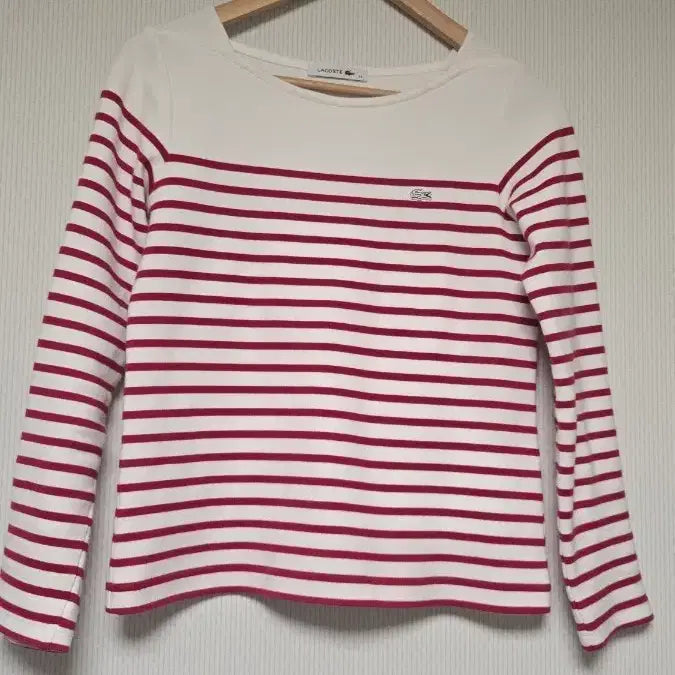 [BUNJANG] Lacoste Striped Long Sleeve T-Shirt Red / 라코스테 스트라이프 긴팔 티셔츠 레드