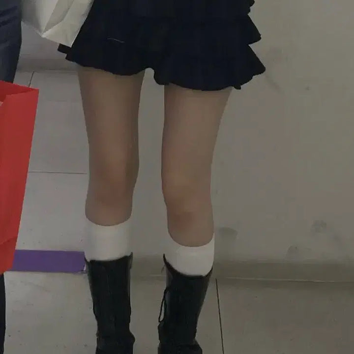 [BUNJANG] New New Frill Kang Kang Navy Skirt / 브멜깔 뉴뉴 프릴 캉캉 네이비 스커트