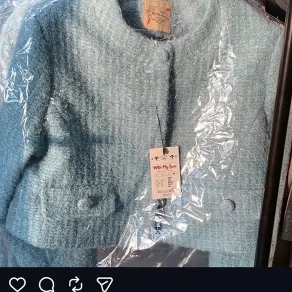 [BUNJANG] With My Love Sky Blue Tweed Jacket / 윗마럽 With My Love 하늘색 트위드 자켓