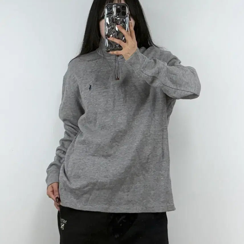 [BUNJANG] Polo Ralph Lauren Grey Half-Zip Sweater (Size M) / 폴로랄프로렌 그레이 하프집업 스웨터 E57