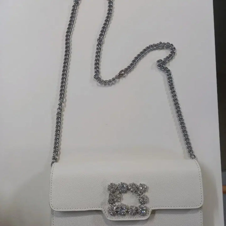 [BUNJANG] Ivory Jewel Cubic Clutch Bag Genuine Leather / 아이보리 보석 큐빅 클러치 소가죽