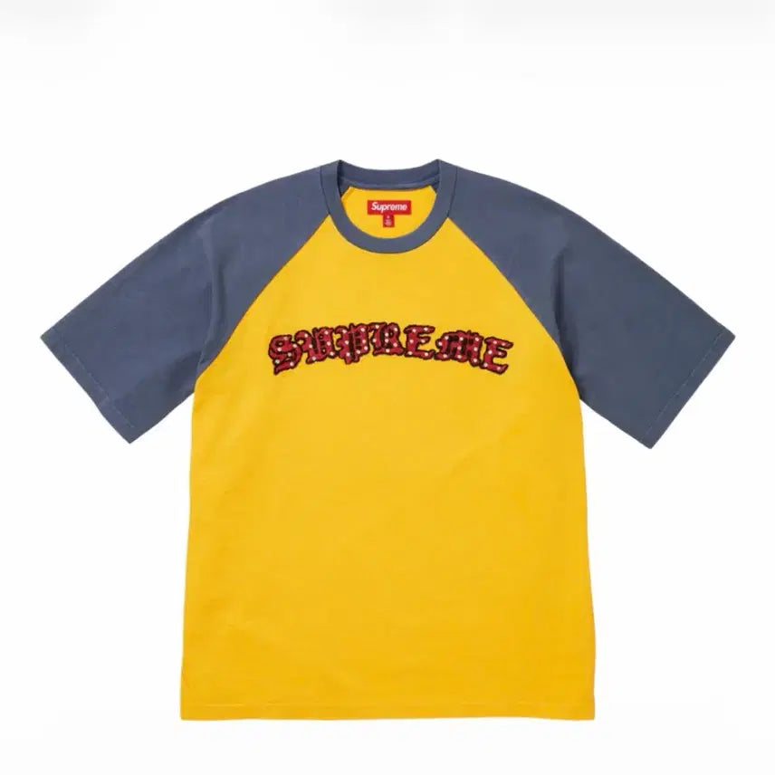 [BUNJANG] Supreme Rhinestone Raglan Short Sleeve Top Gold / 슈프림 라인스톤 래글런 숏슬리브 탑 골드 - 26SS