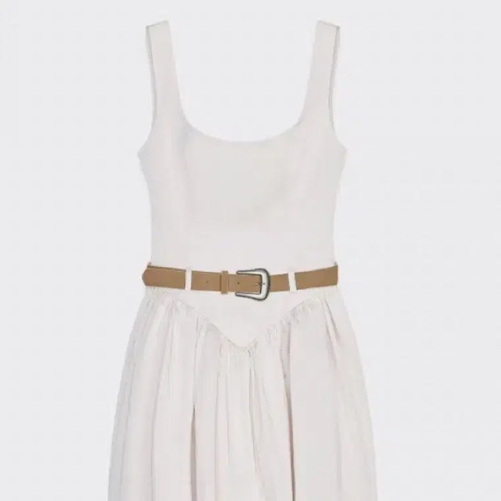 [BUNJANG] Zara White Sleeveless Dress with Belt Set / 자라 화이트 민소매 원피스 + 벨트 세트