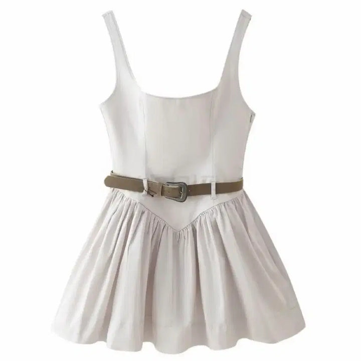 [BUNJANG] Zara White Sleeveless Dress with Belt Set / 자라 화이트 민소매 원피스 + 벨트 세트