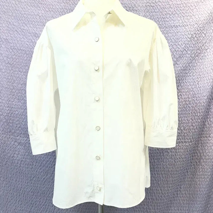 [BUNJANG] TIME White Puff Sleeve Shirt Blouse Size 82 (55-66) / 타임 TIME 여성 퍼프소매 화이트 셔츠 블라우스 82(F) 22년새옷급