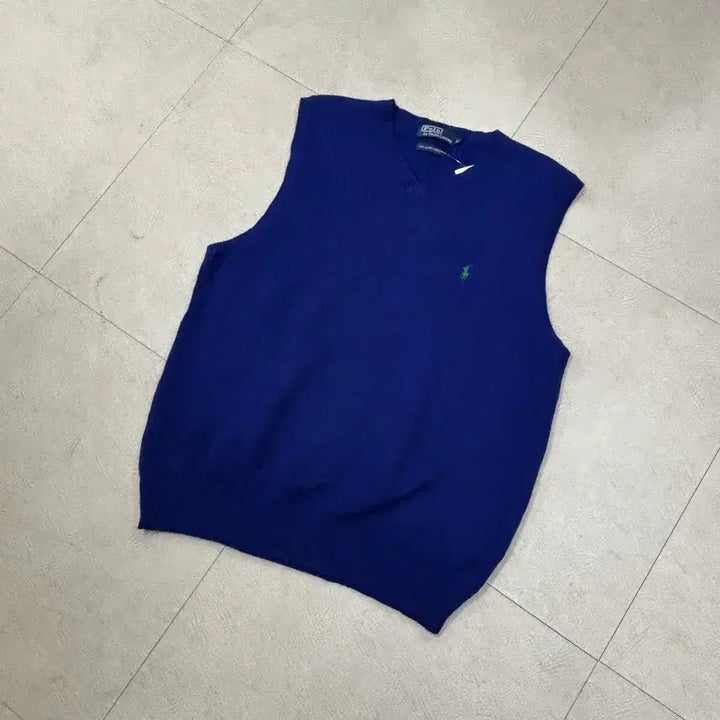 [BUNJANG] Polo Ralph Lauren Blue Pony Knit Vest / 폴로 랄프로렌 블루 포니 니트조끼