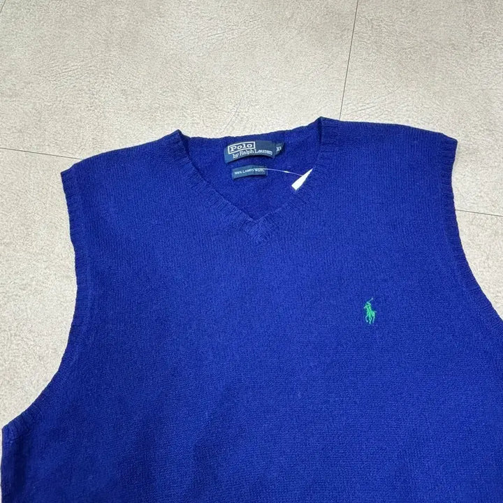 [BUNJANG] Polo Ralph Lauren Blue Pony Knit Vest / 폴로 랄프로렌 블루 포니 니트조끼