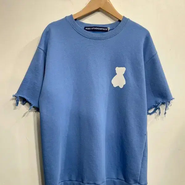 [BUNJANG] Acosse Studio Space Custom Damage Short Sleeve T-Shirt Blue / 1 아코스튜디오스페이스 커스텀 데미지 반팔 티셔츠 블루