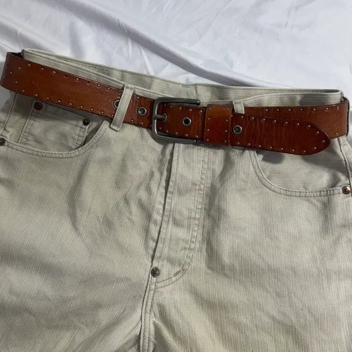 [BUNJANG] Vintage Studded Leather Belt / 빈티지 스터드 레더 벨트