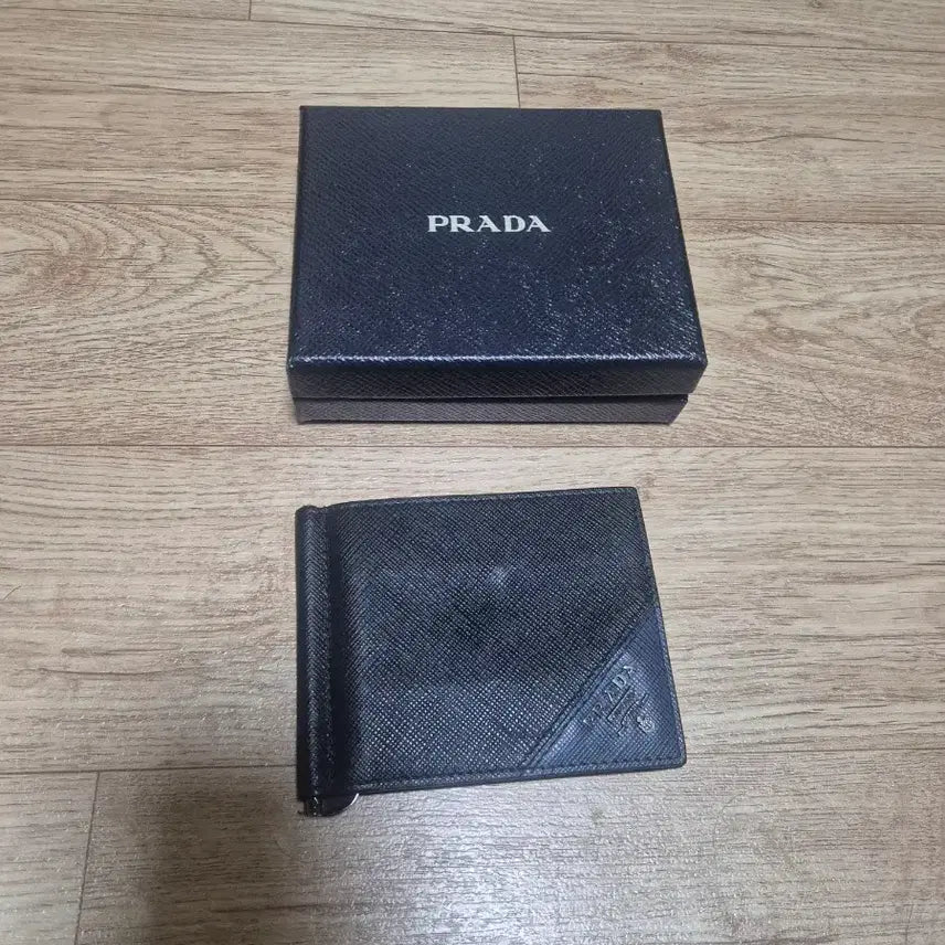 [BUNJANG] Prada Black Money Clip Full Set / 프라다 사피아노 블랙 머니클립 + 풀박스