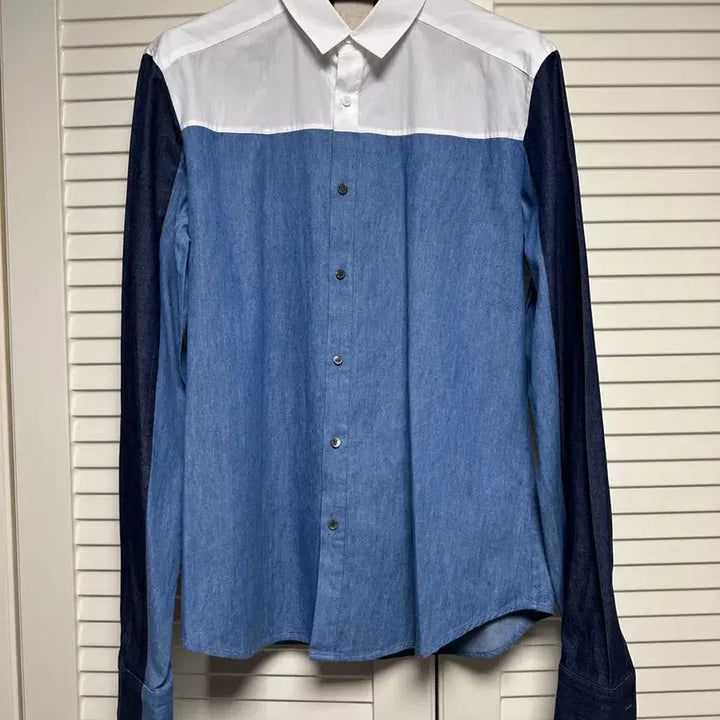 [BUNJANG] WooYoungMi Collection Denim Color-Block Shirt / 우영미 컬렉션 데님 배색셔츠