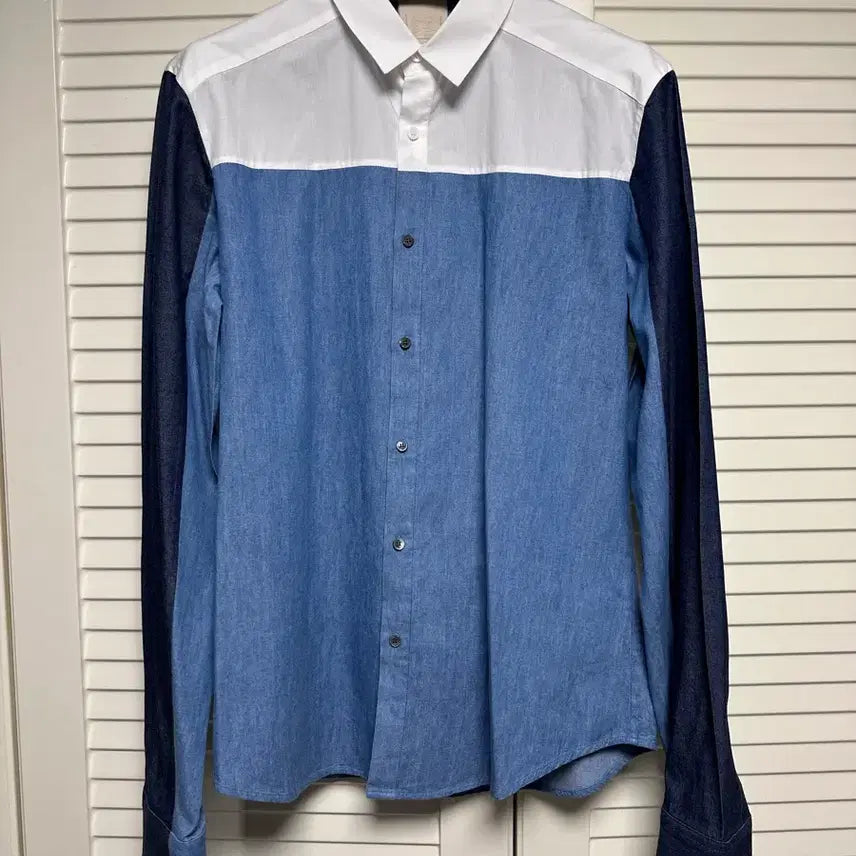 [BUNJANG] WooYoungMi Collection Denim Color-Block Shirt / 우영미 컬렉션 데님 배색셔츠
