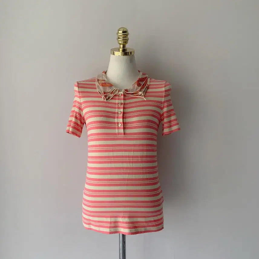 [SOLD OUT] 55 페라가모 실크 혼방 스트라이프 티셔츠
