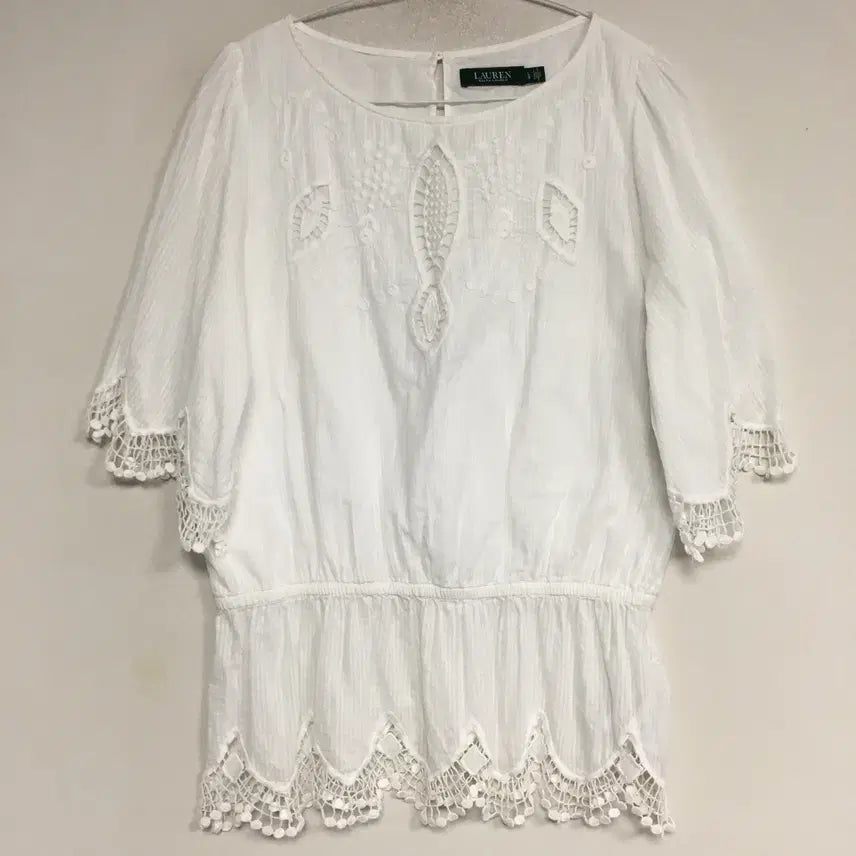 [BUNJANG] Ralph Lauren Polo Eyelet Lace Blouse L / 랄프로렌폴로 아일렛 레이스 블라우스 L