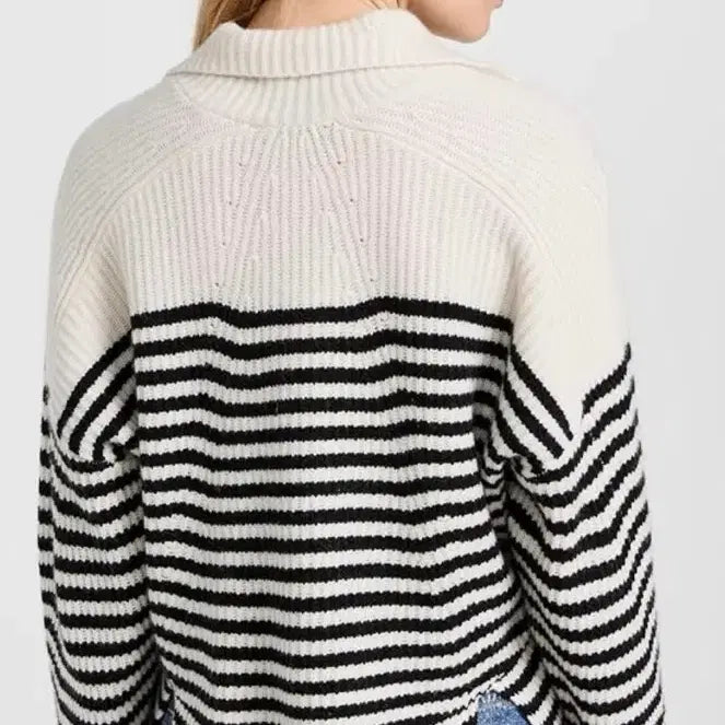 [BUNJANG] Rag &amp; Bone Pierce Stripe Cashmere Boxy Half Zip Sweater / 랙앤본 피어스 스트라이프 캐시미어 박시 하프 집업 스웨터(정품)2023