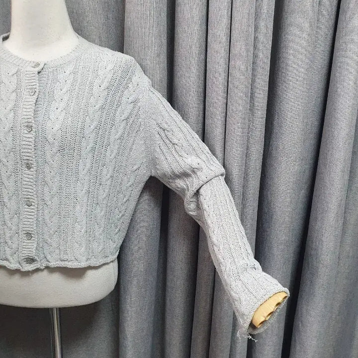 [BUNJANG] Gray Cable Knit Cardigan / 그레이 케이블 포슬가디건