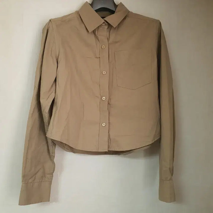 [BUNJANG] Blackup Beige Peach Cotton Crop Shirt / BLACKUP 베이지 피치코튼 크롭 셔츠