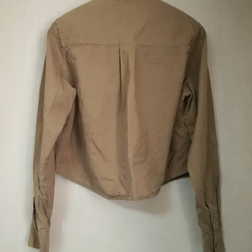 [BUNJANG] Blackup Beige Peach Cotton Crop Shirt / BLACKUP 베이지 피치코튼 크롭 셔츠