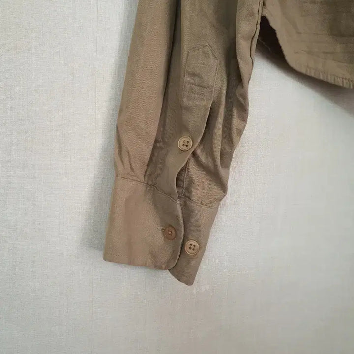 [BUNJANG] Blackup Beige Peach Cotton Crop Shirt / BLACKUP 베이지 피치코튼 크롭 셔츠