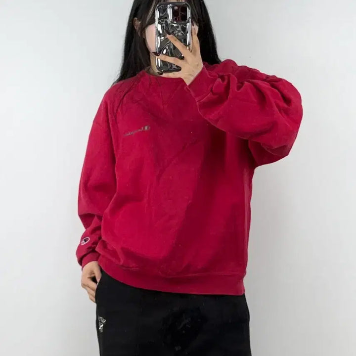 [BUNJANG] Champion Washed Cherry Pink Sweatshirt / 챔피온 워시드 체리 핑크 맨투맨 E62