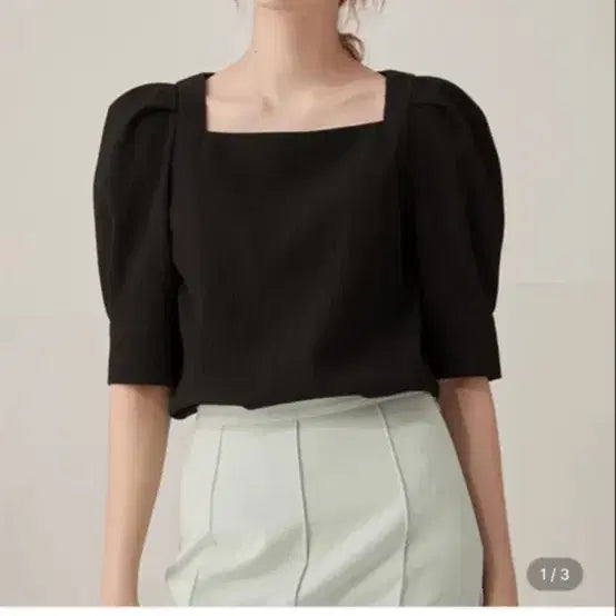 [BUNJANG] Beams Mansion Square Neck Puff Blouse - Black / 비뮤즈맨션 스퀘어넥 퍼프 블라우스 블랙