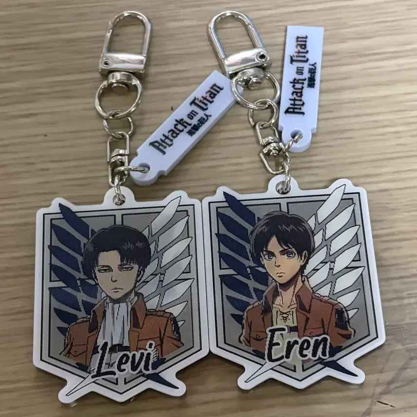 [BUNJANG] Frank Burger Attack on Titan Levi &amp; Eren Acrylic Keychain Bundle Set / 일괄) 프랭크버거 진격거 키링 리바이 에렌