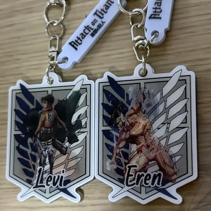 [BUNJANG] Frank Burger Attack on Titan Levi &amp; Eren Acrylic Keychain Bundle Set / 일괄) 프랭크버거 진격거 키링 리바이 에렌