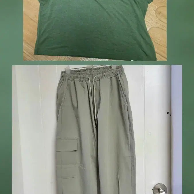 [BUNJANG] Modal T-shirt &amp; Cargo Jogger Pants Set / 모달티.카고조거팬츠 77새거