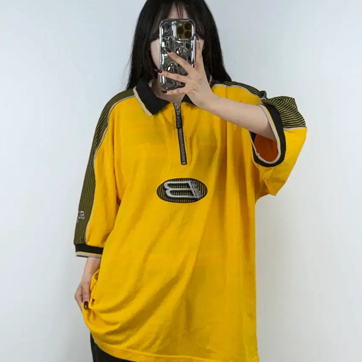 [BUNJANG] Boss 90s Vintage Half-Zip Short-Sleeve Polo Shirt XL / 보스 90s 빈티지 반팔 하프집업 폴로 셔츠 E64