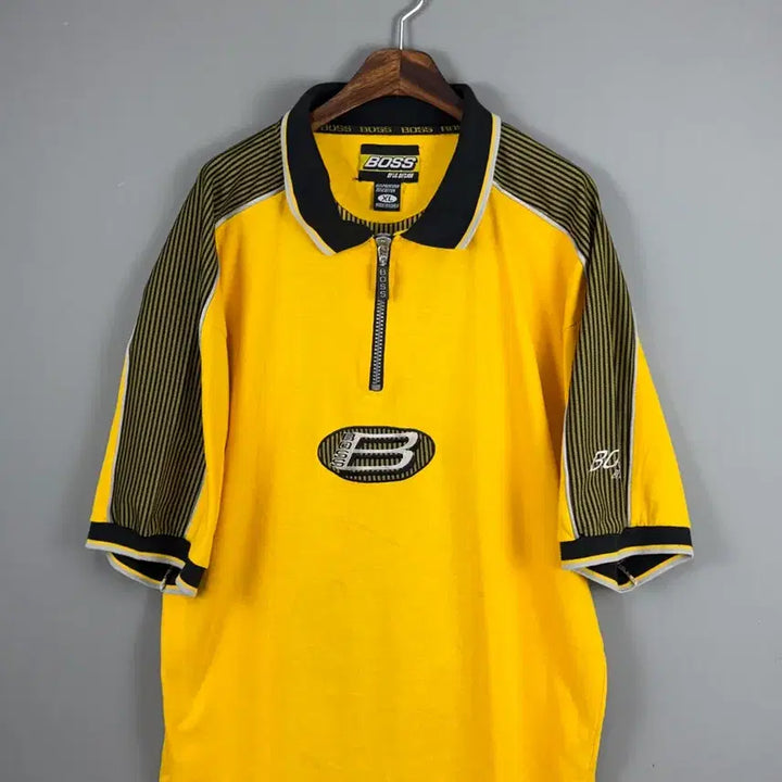 [BUNJANG] Boss 90s Vintage Half-Zip Short-Sleeve Polo Shirt XL / 보스 90s 빈티지 반팔 하프집업 폴로 셔츠 E64