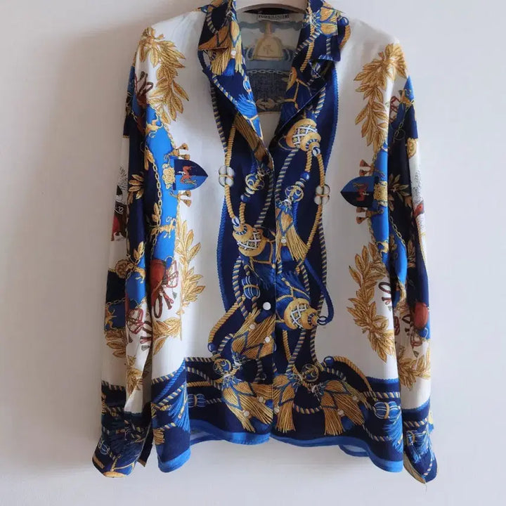 [BUNJANG] Made in Italy Blue Linen Blend Shirt Blouse / 이태리 셔츠 블라우스