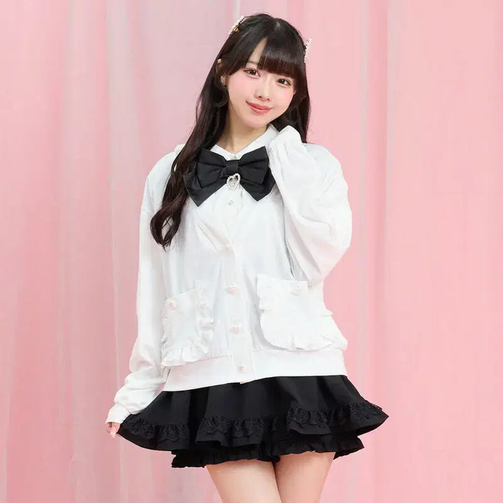[BUNJANG] Secret Honey Lace-Up Cutsew Cardigan / 시크릿허니 뒤 레이스업 컷쏘 가디건