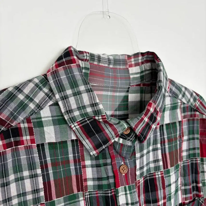 [BUNJANG] GRC Vintage Check Patchwork Pattern Shirt / Grc 빈티지 체크 패치워크 패턴 셔츠