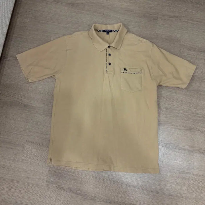 [BUNJANG] Burberry Beige Short Sleeve Polo T-Shirt / 버버리 베이지색 반팔 폴로티 한글택