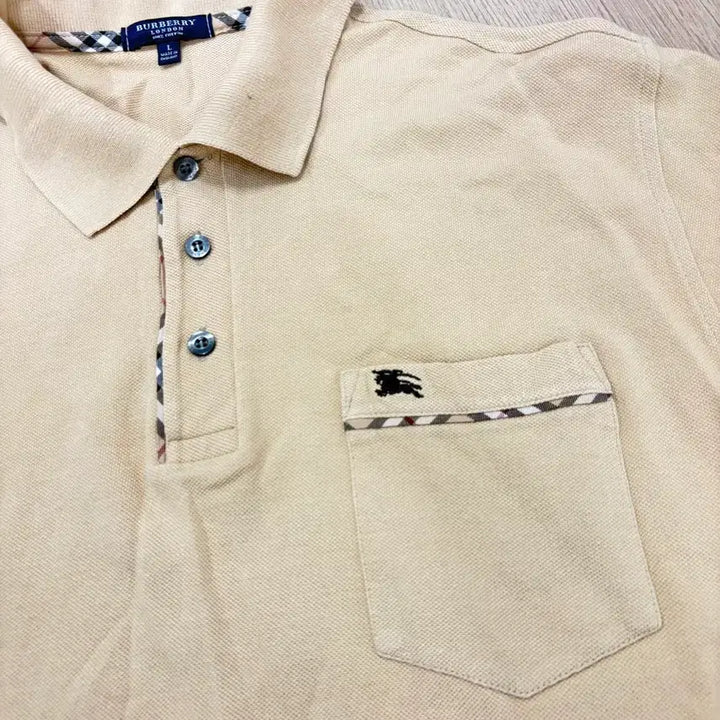 [BUNJANG] Burberry Beige Short Sleeve Polo T-Shirt / 버버리 베이지색 반팔 폴로티 한글택