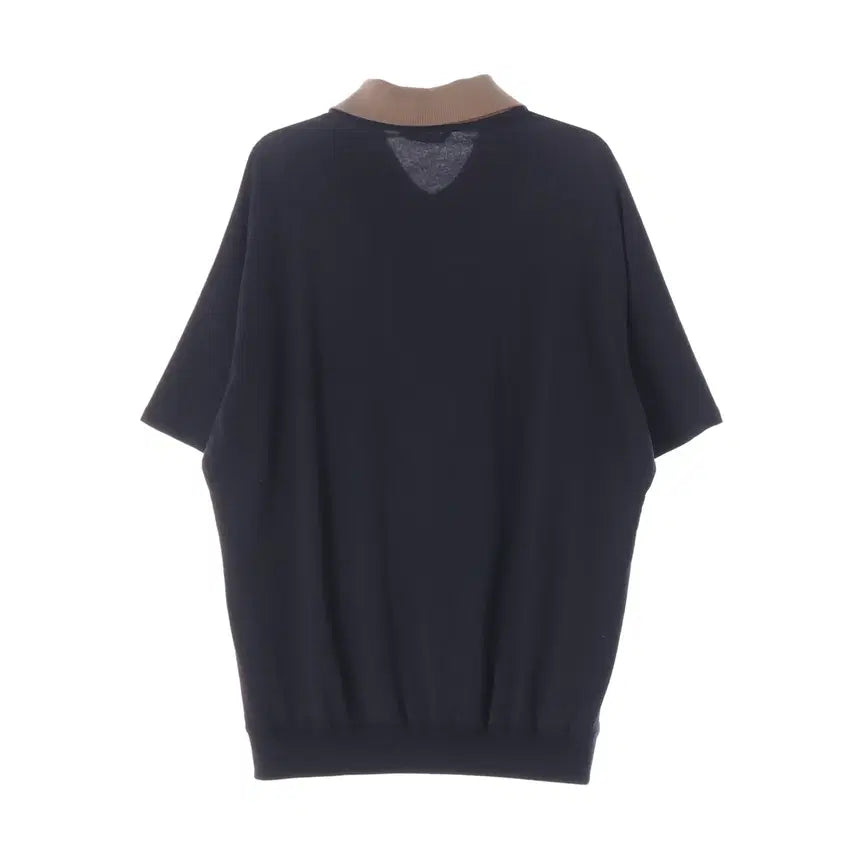 [BUNJANG] TIM 22SS Oversized Half Zip Color-Block Collar Cotton Short-Sleeve T-shirt / 타임 22SS 오버핏 하프 집업 배색 카라 면 반팔 티셔츠