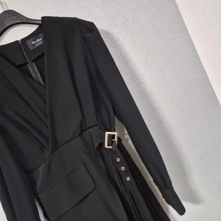 [BUNJANG] Lap Style Black Pleated Long Dress Size 55 / 랩스탈 플리츠 원피스 55