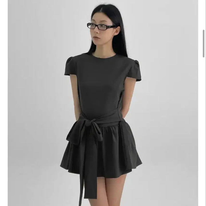 [BUNJANG] Black Up Ribbon Mini Dress / 블랙업 리본 미니원피스